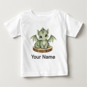 Camiseta Para Bebê Dragão da Floresta de Madeira Personalizado em Fat