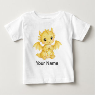 Camiseta Para Bebê Dragão de Aquarela Personalizado Com Lanterna Este
