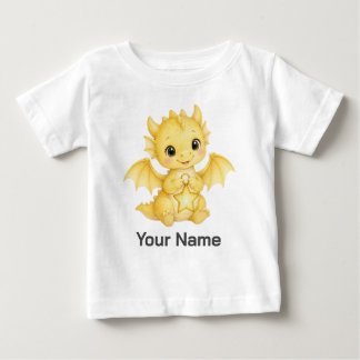 Camiseta Para Bebê Dragão de Aquarela Personalizado Com Lanterna Este