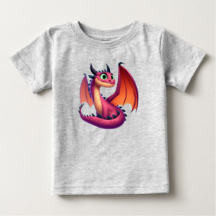 Camiseta Para Bebê Dragão de desenho animado roxo/vermelho