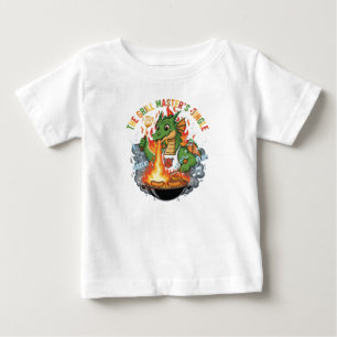 Camiseta Para Bebê Dragão Engraçado Mestre da Churrasqueira BBQ & Car