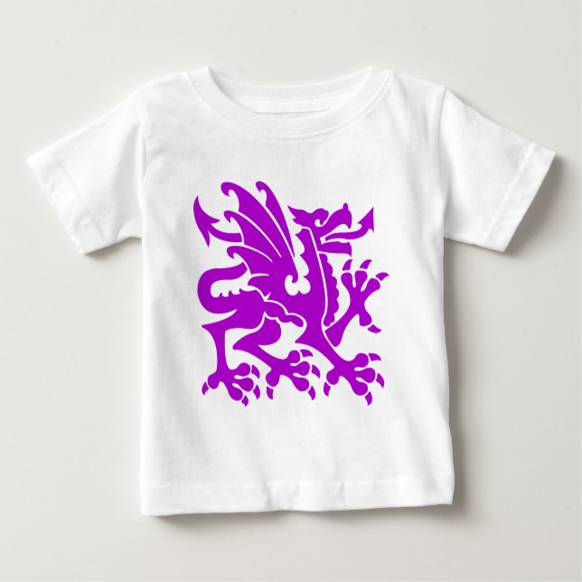 Camiseta Para Bebê Dragão Heráldico 01 - Roxo (Frente)