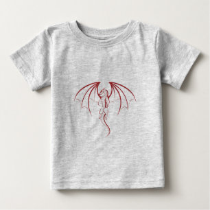 Camiseta Para Bebê Dragão Mítico Vermelho Brilhante Emblema