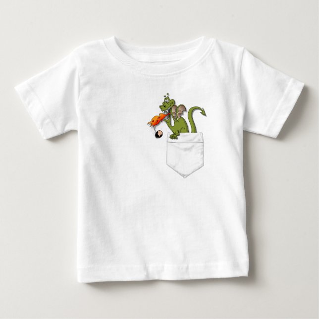 Camiseta Para Bebê dragão no bolso (Frente)