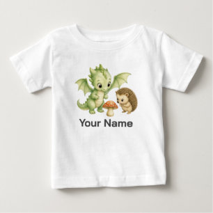 Camiseta Para Bebê Dragão Personalizado Ouricoço Cogumelo Crianças