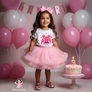 Camiseta Para Bebê Dragão Rosa 3d aniversário