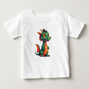 Camiseta Para Bebê dragão verde