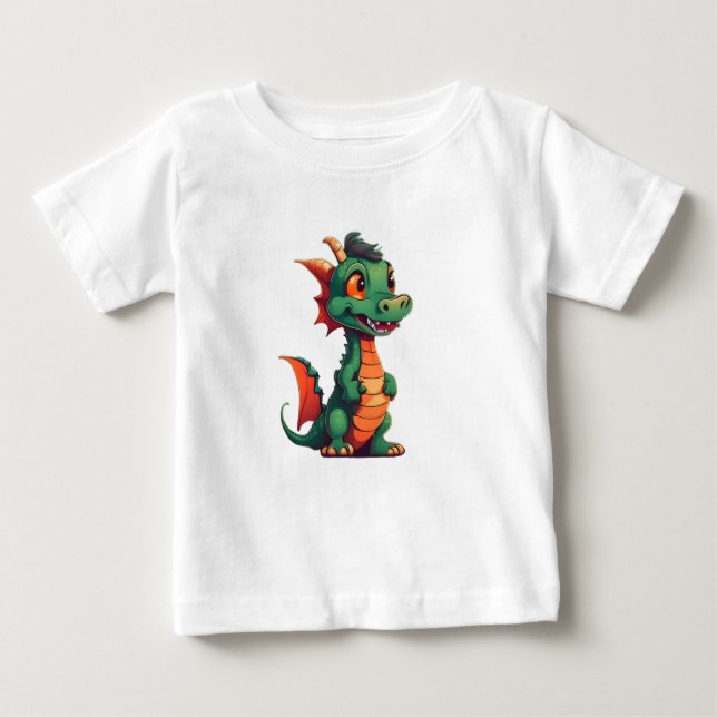 Camiseta Para Bebê dragão verde (Frente)