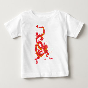 Camiseta Para Bebê Dragão Vermelho de Ano Novo Chinês