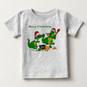 Camiseta Para Bebê Dragões - Feliz Natal! - hoje eu vou cozinhar