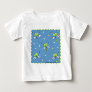 Camiseta Para Bebê Dragonflies e Daisies