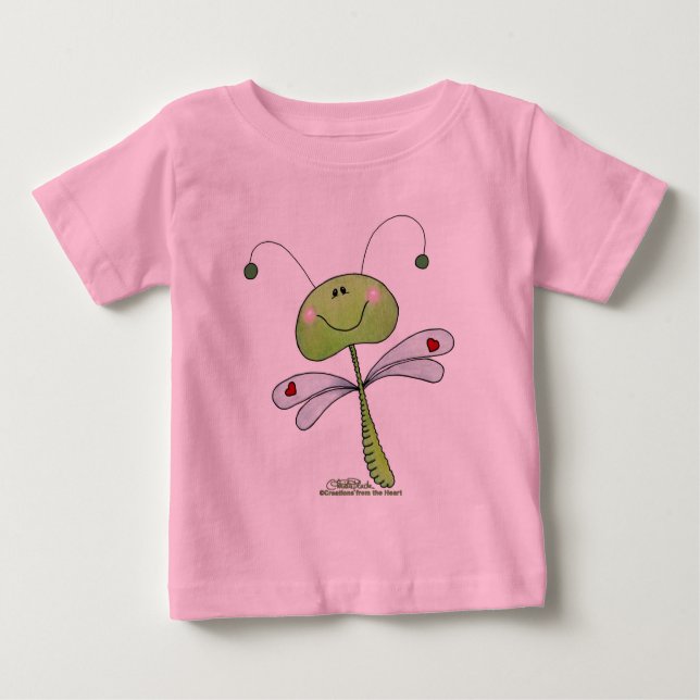 Camiseta Para Bebê Dragonfly com Corações (Frente)