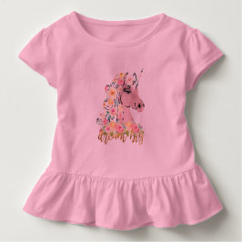 Camiseta Para Bebê Dream Big Floral Unicorn