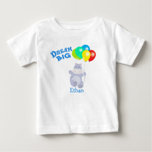 Camiseta Para Bebê Dream Big Hippo Balloons Adventure