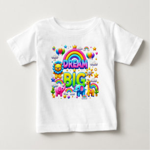 Camiseta Para Bebê "Dream Big: Royal Rainbow Tee"