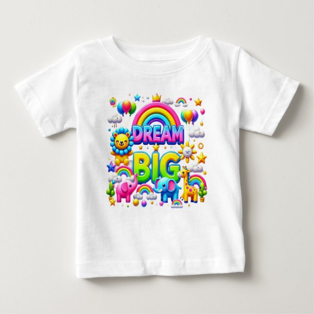 Camiseta Para Bebê "Dream Big: Royal Rainbow Tee" (Frente)