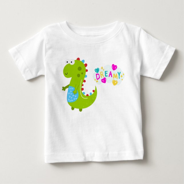 Camiseta Para Bebê Dreamy Dinosaur Baby T-Shirt (Frente)