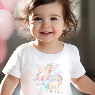 Camiseta Para Bebê Dreamy Pastel Unicorn T-Shirt