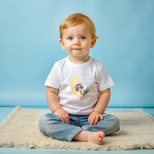 Camiseta Para Bebê Dreamy sobre o Chá de fraldas Moon Raccoon