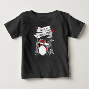 Camiseta Para Bebê Drummer Boy Nascer para Rock & Roll Drum Rocker Ba