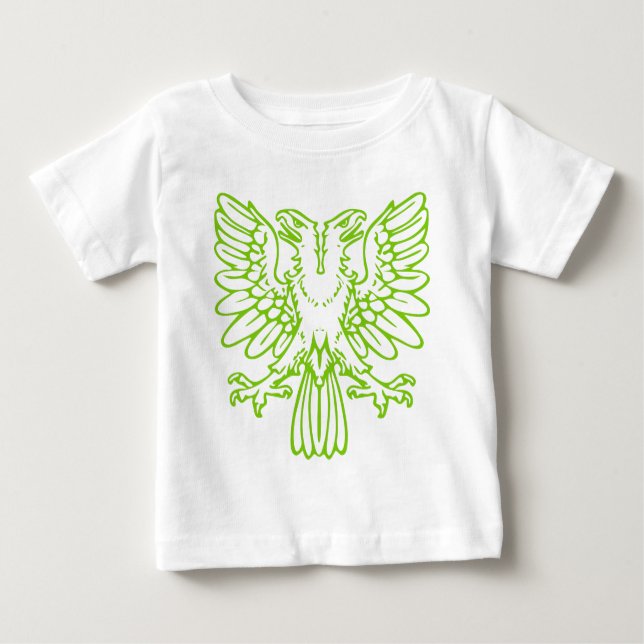 Camiseta Para Bebê Duas Águia de Cabeça - Verde Marciano (Frente)