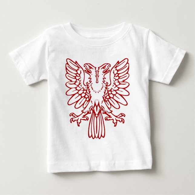 Camiseta Para Bebê Duas Águia de Cabeça - Vermelho Ruby (Frente)