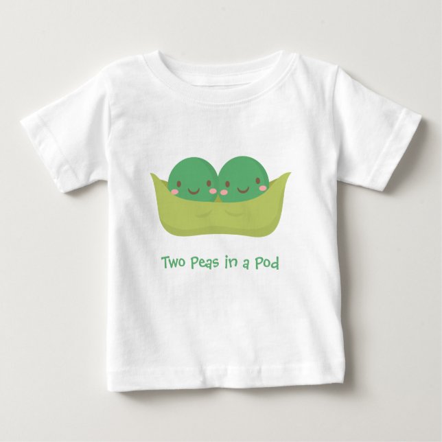 Camiseta Para Bebê Duas Ervilhas bonitas em um pote para gêmeos bebês (Frente)