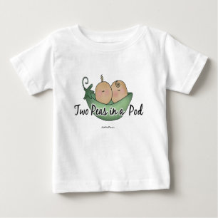 Camiseta Para Bebê Duas ervilhas em um vagem