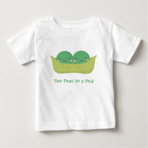 Camiseta Para Bebê Duas Ervilhas Fofas num Vagem para Bebês Gêmeos