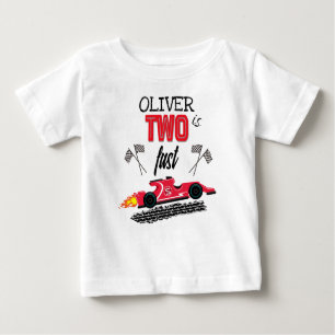 Camiseta Para Bebê Duas Festas de segundo aniversário de Carro Vermel