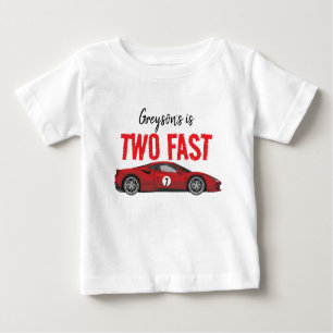 Camiseta Para Bebê Duas Festas de segundo aniversário Rápido de Carro