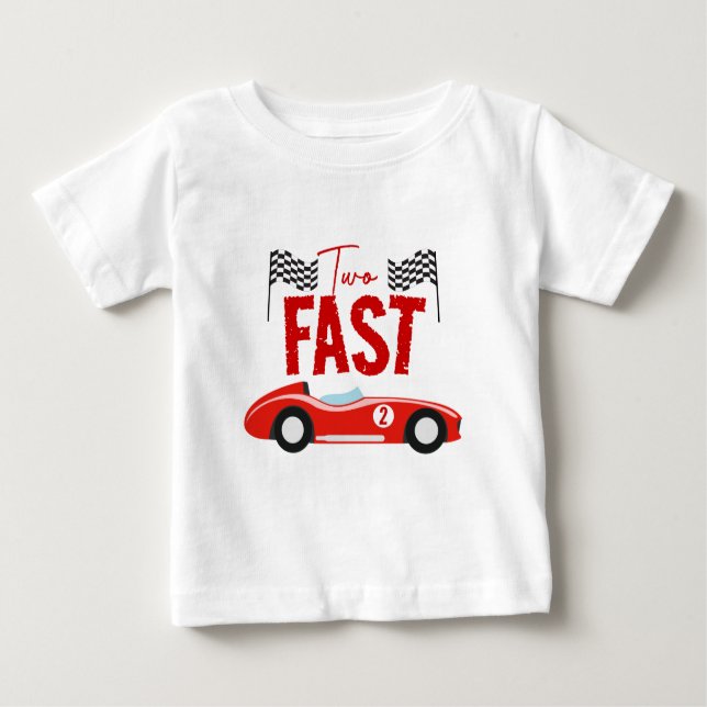 Camiseta Para Bebê Duas Festas de segundo aniversário Rápido de Carro (Frente)