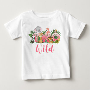 Camiseta Para Bebê Duas Garotas Selvagens segundo aniversário Selva 