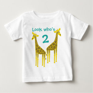 Camiseta Para Bebê Duas girafas de dois anos