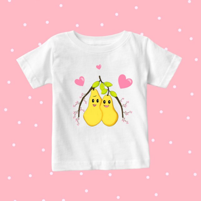 Camiseta Para Bebê Duas peras bonitinhas (Criador carregado)