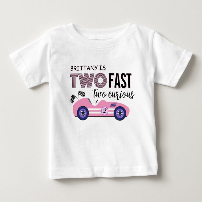 Camiseta Para Bebê Duas Rápidas Duas Banner de Aniversário de Carro R (Frente)