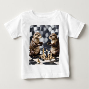 Camiseta Para Bebê Duas Tartes Jogando Xadrez,