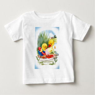 Camiseta Para Bebê Duck and chick go swimming