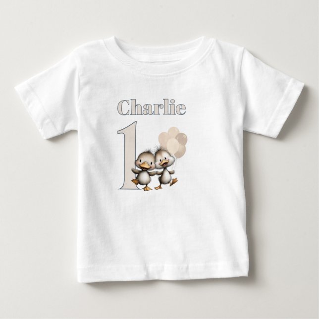 Camiseta Para Bebê Ducklings Dancing 1st Birthday Celebrations! (Frente)