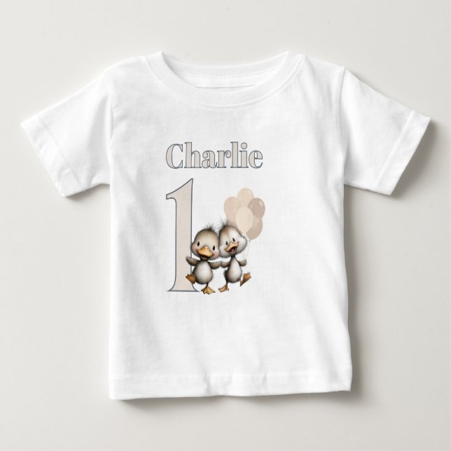 Camiseta Para Bebê Ducklings Dancing 1st Birthday Celebrations! (Frente)