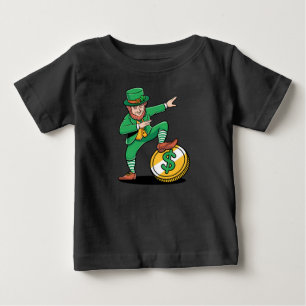 Camiseta Para Bebê Duende Dabbing Engraçado Dia de São Patrício
