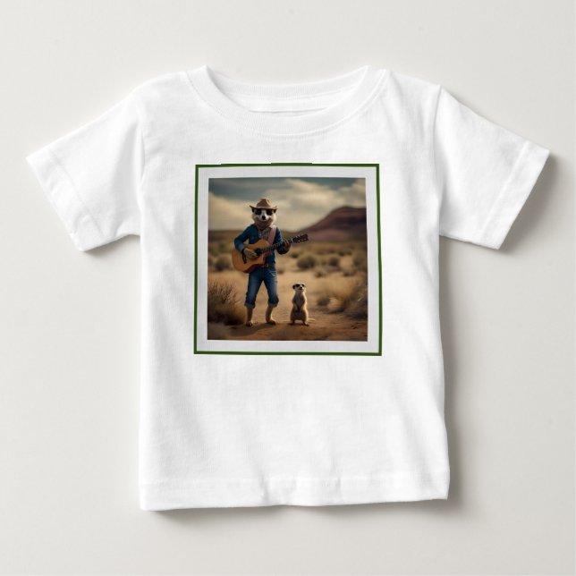 Camiseta Para Bebê Dueto de Suricata: Tocando Junto em Harmonia, (Frente)