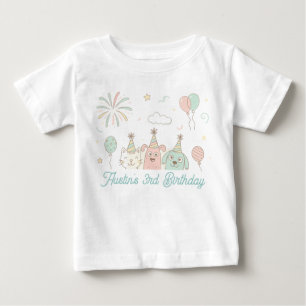 Camiseta Para Bebê Dulce Divertido e Três Aniversário