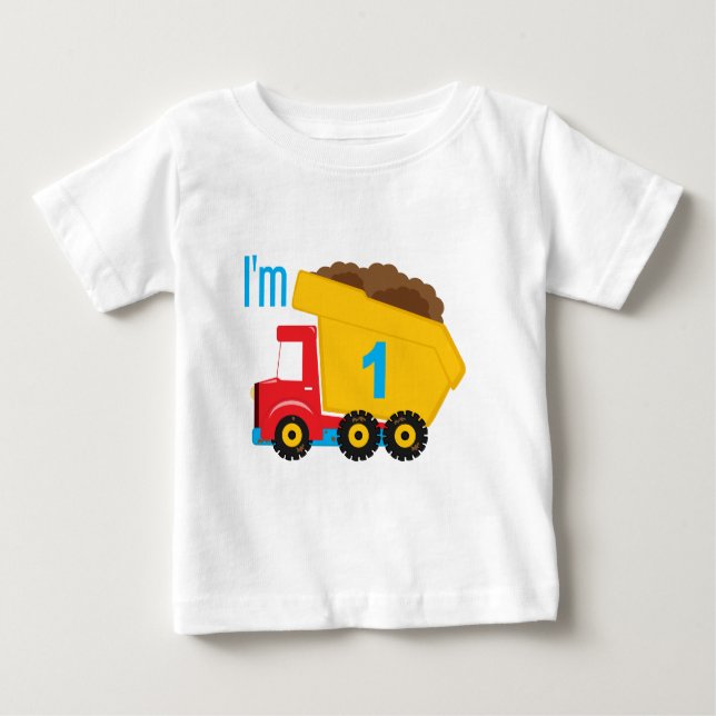Camiseta Para Bebê Dump Truck I'm 1 (Frente)