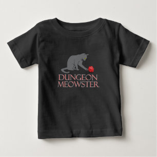 Camiseta Para Bebê Dungeon Meowster Engraçado Gato RPG com Dice