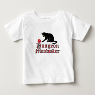 Camiseta Para Bebê Dungeon Meowster Engraçado Gato RPG com Dice
