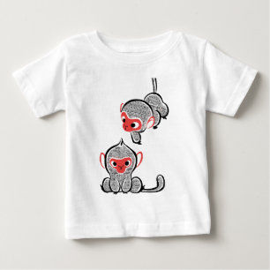 Camiseta Para Bebê Duo de Macacos Asiáticos: Sentados e Subindo