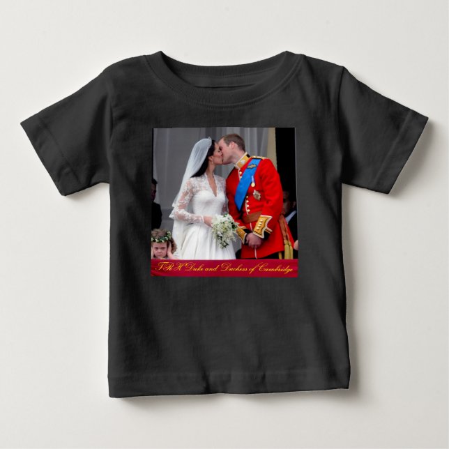 Camiseta Para Bebê Duque e Duquesa do Casamento Real de Cambridge (Frente)