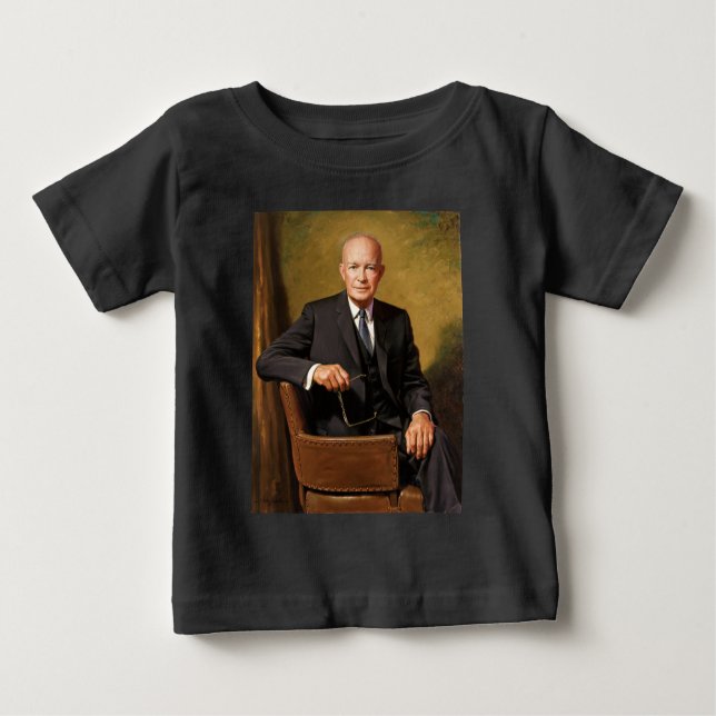 Camiseta Para Bebê Dwight Eisenhower Presidente da Casa Branca Retrat (Frente)