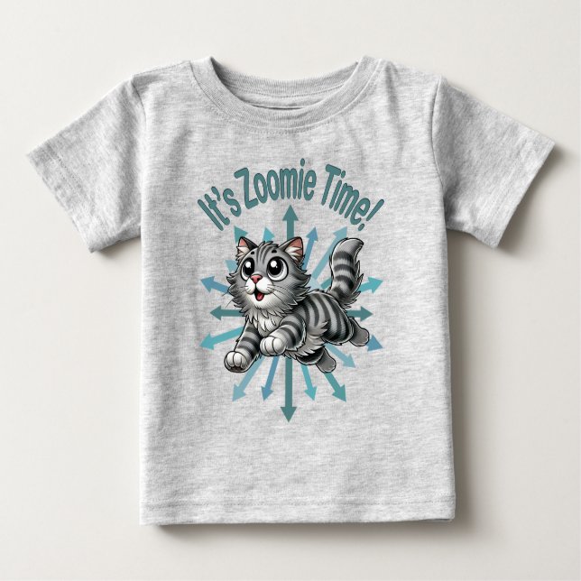 Camiseta Para Bebê É a Cinza de Zoomie por Gato (Frente)